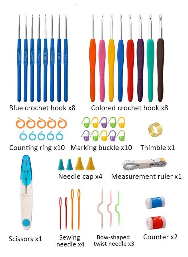 HAVEN 53PCS Crochet Hooks Set, with Carry Bag, Needles, Color Stitch Markers, Measure Tape Beginners Crochet Hook Set for Crochet Art, DIY Crafting, Multicolor, With Transparent Case - Image 4